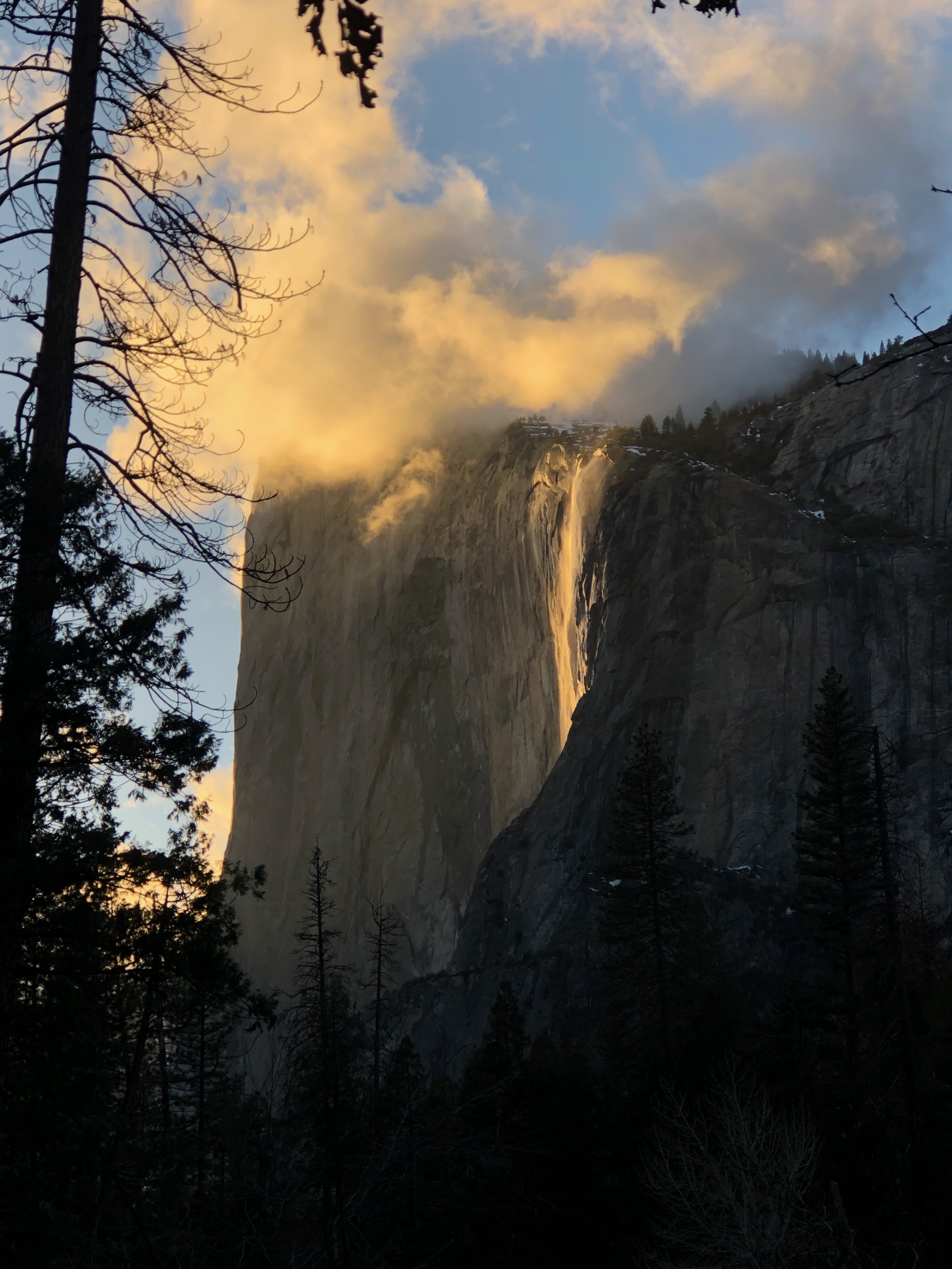 Waterfall at Yosemite in dramatic light